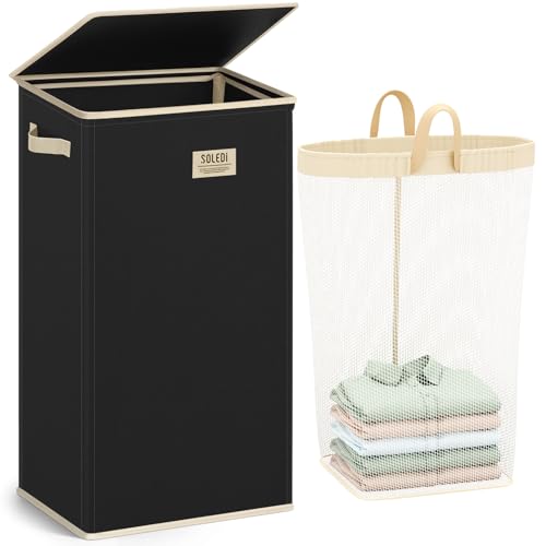 100L Laundry Hamper with Lid (Pitch Black / 100L)
