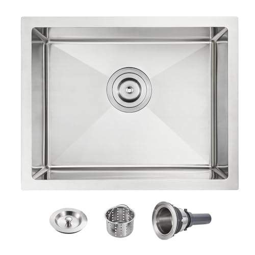 22×18 Inch Undermount Kitchen Sink (L 22"×W 18"×H 9" / Brushed)