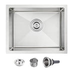 22×18 Inch Undermount Kitchen Sink (L 22"×W 18"×H 9" / Brushed)
