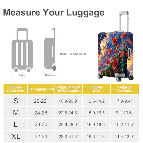 Poppy Flower Luggage Cover (#135 / L(fits 28-30Inch suitcase))