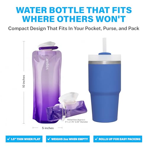 Collapsible Water Bottle with Carabiner (Lavender / 23 Ounces)