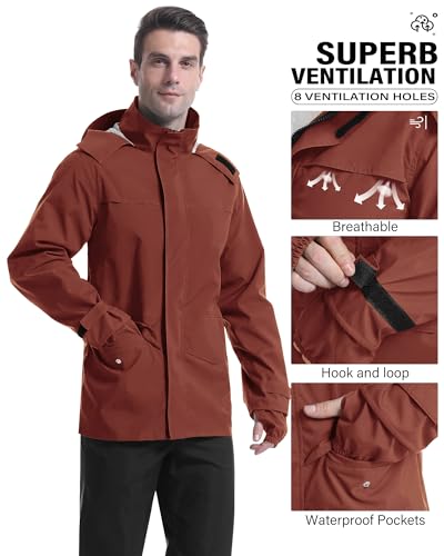 Rain Suit Waterproof Breathable Lightweight 2 (Small / Wine Red)