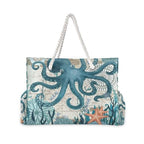 Large Beach Bags Totes Canvas Tote Shoulder Bag Soft Wave Water Resistant Bags for Gym Travel Daily Ocean (Ocean Octopus Vintage)