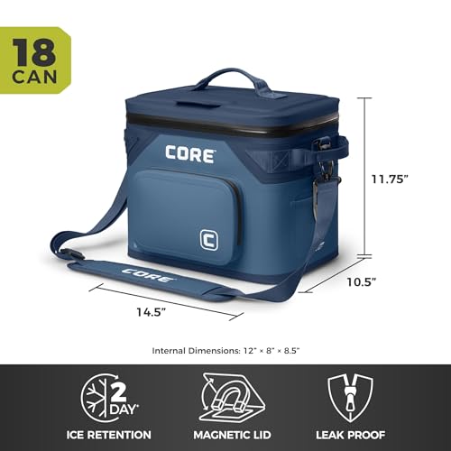 Magnetic Leak Proof 18 Can Soft Cooler with Waterproof Zipper (Navy / 18 Can)