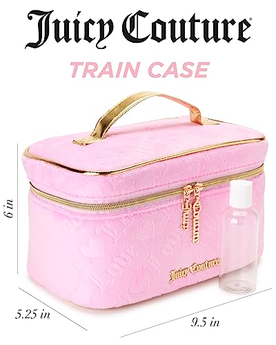 Velour Train Case Pink Makeup Bag Heart Logo (Pink)