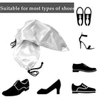 4 Pack Shoe Bags for Travel Satin Fabric Shoe Bag with Drawstring for Men Women Travel Protecting Storing Shoes (White)
