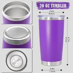 20oz Tumbler Insulated Coffee Tumblers with Lid Stainless Steel Purple 12P (Purple)