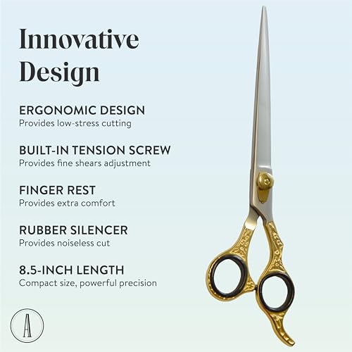 Professional Hair Cutting Pet Grooming Scissors (Half Gold/Black / PetCraft Series)
