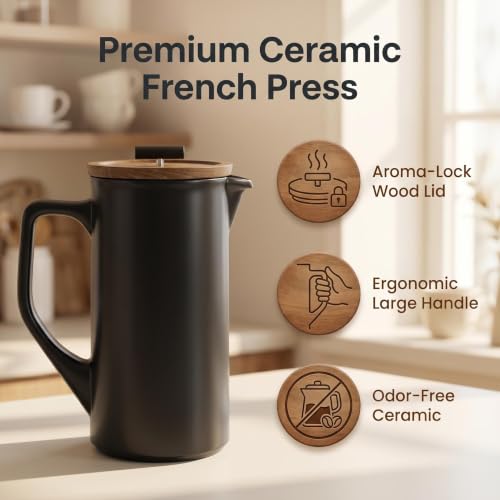 Ceramic French Press 34oz (Black)