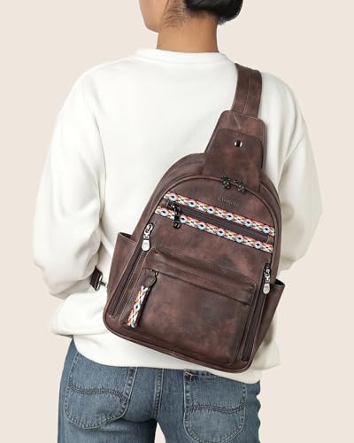 Large Sling Bag for Women (Coffee Brown Retro Style)