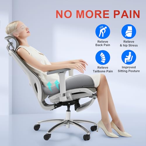 XL Ergonomic Seat Cushion Relieves Sciatica & Tailbone Pain (Grey / X Large)