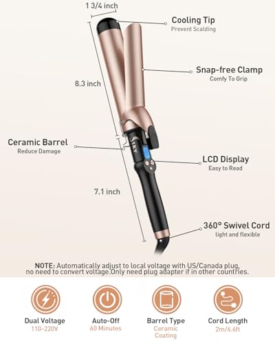 1 3 4 inch Curling Iron Extra Large Barrel for Long Hair (1 3/4 Inch)