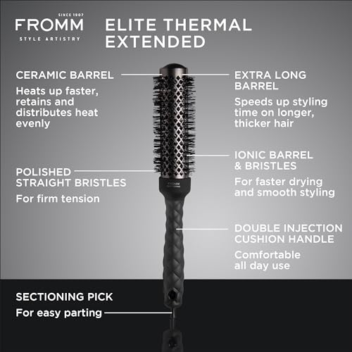 Elite Thermal Ceramic x Ionic 1.25" Round Brush for Expert Blowouts and Faster Hair Drying (1.25" XL Barrel)