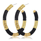Game Day Earrings Football Baseball Earrings for Women Sports Team Heishi Hoop Earring Football Accessories Outfits Cheer Mom Essentials Fall Sports Must Haves Cheer Gifts (Black Gold)