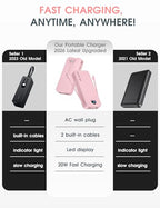 Portable Charger 20000mAh PD20W w (Magenta)