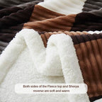 Sherpa Blanket Twin Plaid Thick Bed Blanket (Brown-check / 60"*80")