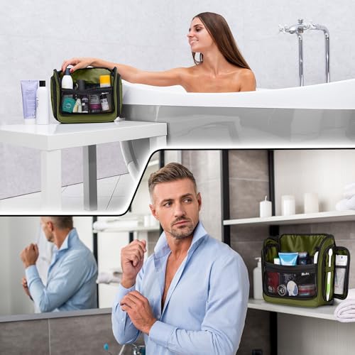Travel Toiletry Bag for Men and Women (L Forest Green)