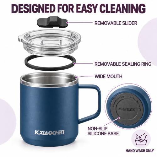 14 oz Thermal Insulated Coffee Mug (A1.Navy Blue / 14 ounces (1 pack))