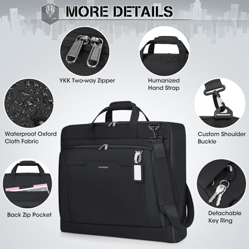 Garment Bags for Travel Carry On Garment Bag for Hanging Clothes (Black)