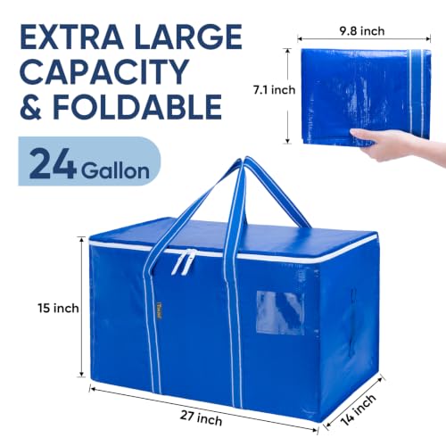 4 Pack Oversized Moving Bags with Reinforced Handles (Royal Blue / 4-Pack)