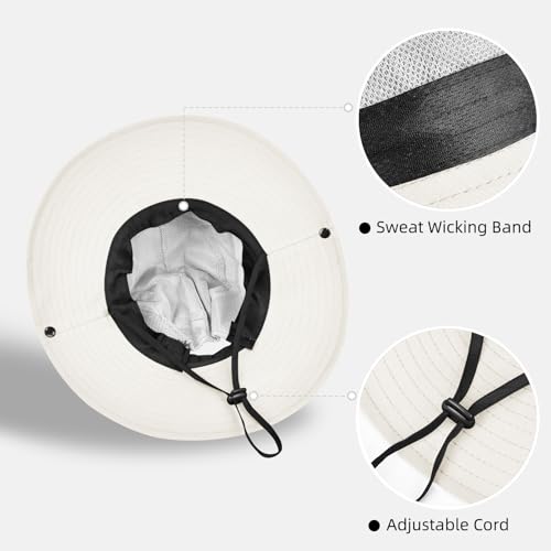 Ponytail Sun Bucket Hats for Women UV Protection Foldable Wide Brim (1 Pack-pure-beige)