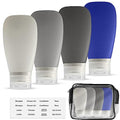 Travel Bottles for Toiletries (Blue-Black-White-Gray)