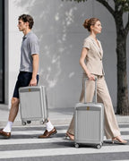 Carry on Luggage Airline Approved (Silver Grey-Expandable / Front Pocket)
