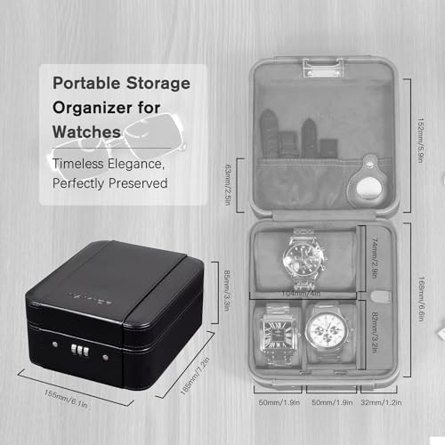 Watch Travel Case with Combination Lock (Black)