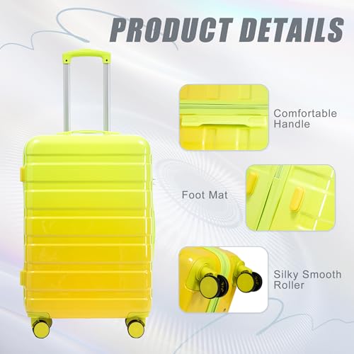 3 Piece Luggage Sets (Green+Yellow)