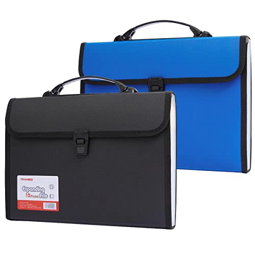 2 Pack Extra Large Legal Size (Legal Size & Foolscap / 12 Pockets,1 of Each Black and Blue)