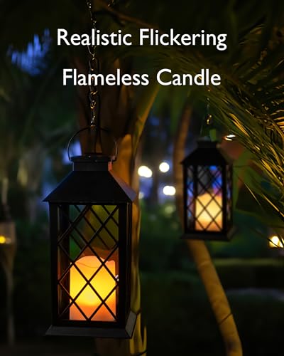 2 Pack 13'' Black Solar Lanterns (Black)