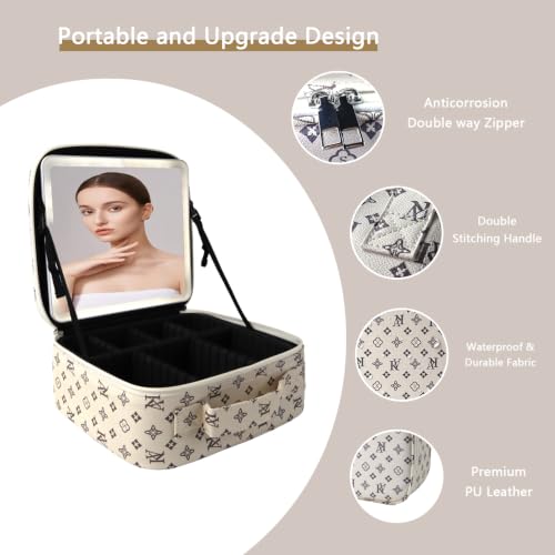 Makeup Bag with Led Mirror (Beige / with LED mirror)