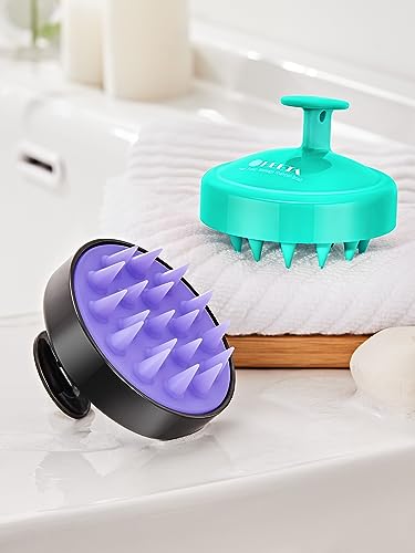 2 Pack Scalp Massager Hair Growth Scrubber for Dandruff Removal (01- Black & Green)