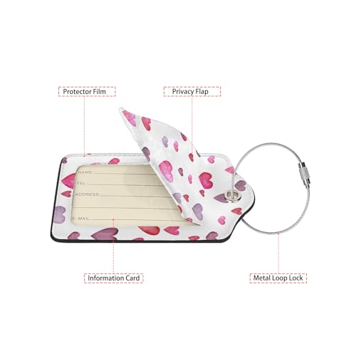 Watercolorful Love Rain Luggage Tag Personalized Luggage Tags for Suitcases (Pink)