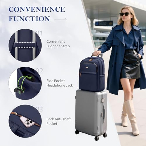 Travel Backpack for Women Personal Carry On Bag Business Weekender Hiking Multilayer Laptop Bag (Upgrade-navy Blue / 16 Inch)