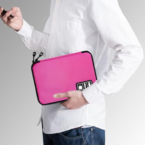 Portable Electronic Organizer Case (C-Rose Red-Green / Single Layer)