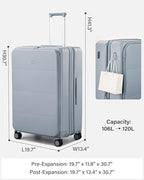 Expandable Large Checked Luggage (Grey / 28 Inch EXT)