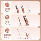 Nail Clippers Set for Men and Women 7 Pieces Stainless Steel Grooming Kits (Brown)