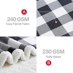 Sherpa Fleece Throw Blanket 80" x 90" Reversible Plush Fluffy Large Big Blanket Lattice Flannel Blankets for All Season Use (Black and White / 80"*90")