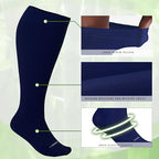 Plus Size Compression Socks for Women & Men Wide Calf 15 (5X-Large / 3 Pairs-black/Grey/Blue)