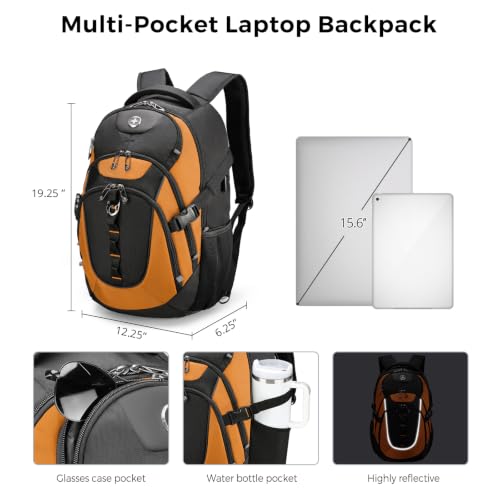 Design Laptop Backpack for Men with USB Charging Port SD803 (Orange/Black / Standard)