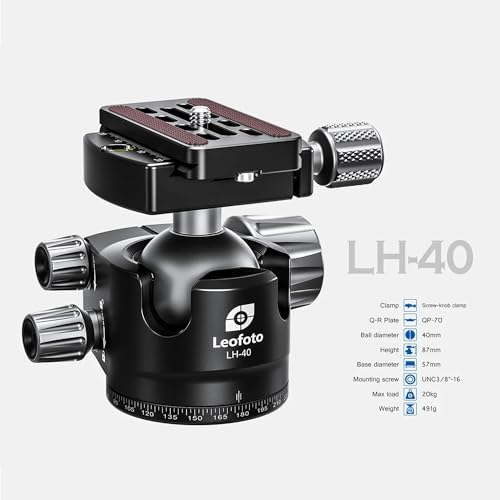 61.7" Compact Carbon Fiber Camera Tripod Ball Head LS (LS-364CX+LH-40:Maxload 25kg-4 Sections)