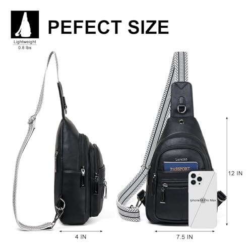 7L Sling Bag for Women Vegan Leather Crossbody Purse Chest Bags Fashionable Trendy Fanny Pack with Travel (7L / 7l-m-black)