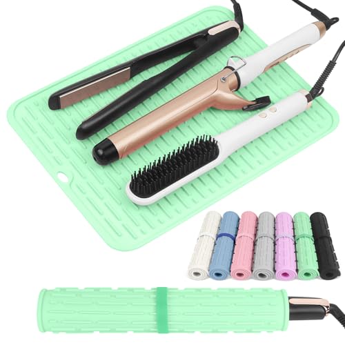 Oversize Silicone Heat Resistant Mat for Hair Tools (Green)