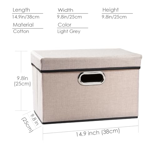 Foldable Storage Bin with Lid [1 (Light Grey / M(1-Pack))