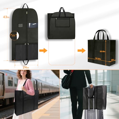 Travel Garment Suit Bag 43" for Hanging Clothes Storage for Men Suits Shirt (43" 1PK)