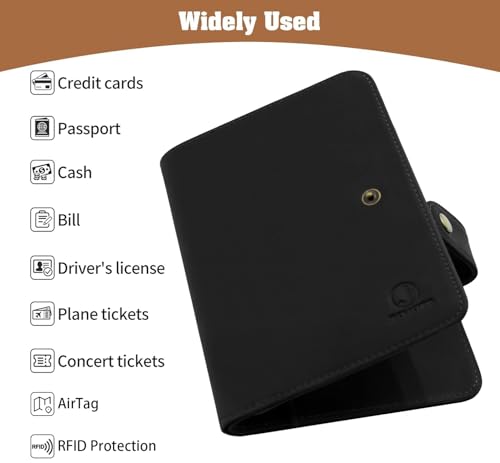 Genuine Leather Handmade Passport Holder For Travel (JC402-Black)