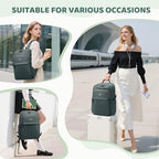 Hiking Travel Backpack for Women Casual Business Weekender Multilayer Laptop Bag (A-darkgreen / 16 Inch)