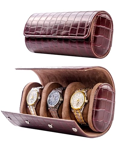 3 Watch Travel Case (Burgundy / 3 Slot)