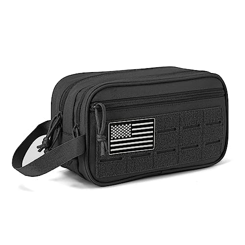 Tactical Toiletry Bag For Men Hygiene Bag EDC Military Tool Molle Pouches Small Dopp Kit Mens Shaving Kit Travel shower Bags (1 US Black)